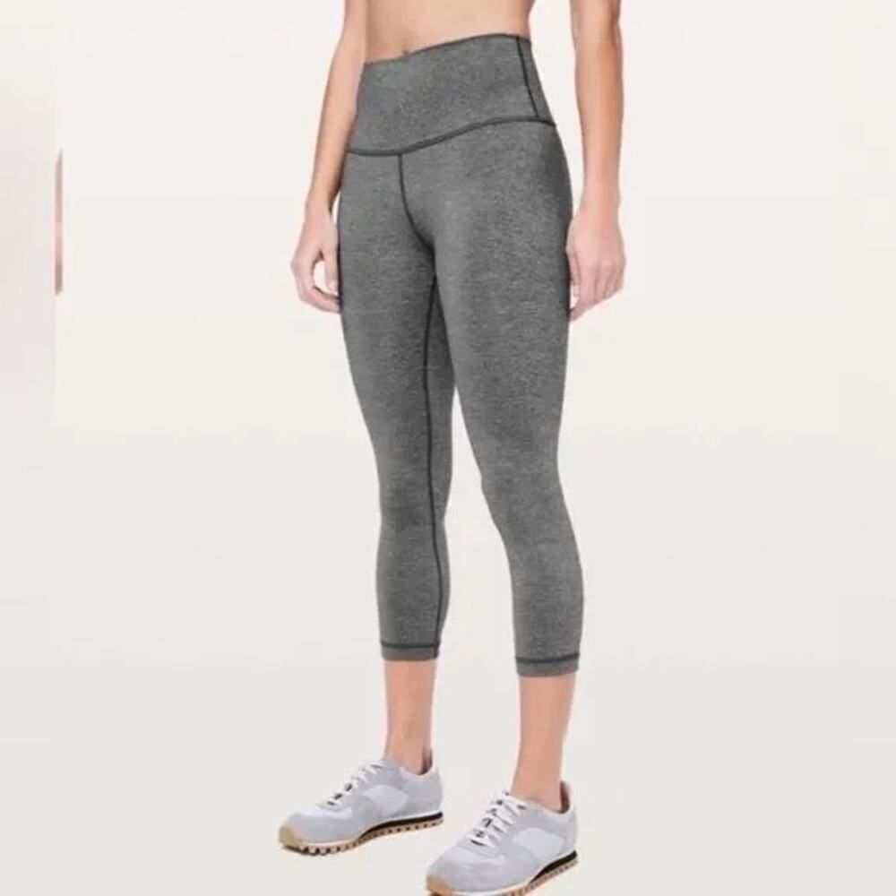 Lululemon Wunder Under High Rise Crop Leggings Heathered Black Size 6